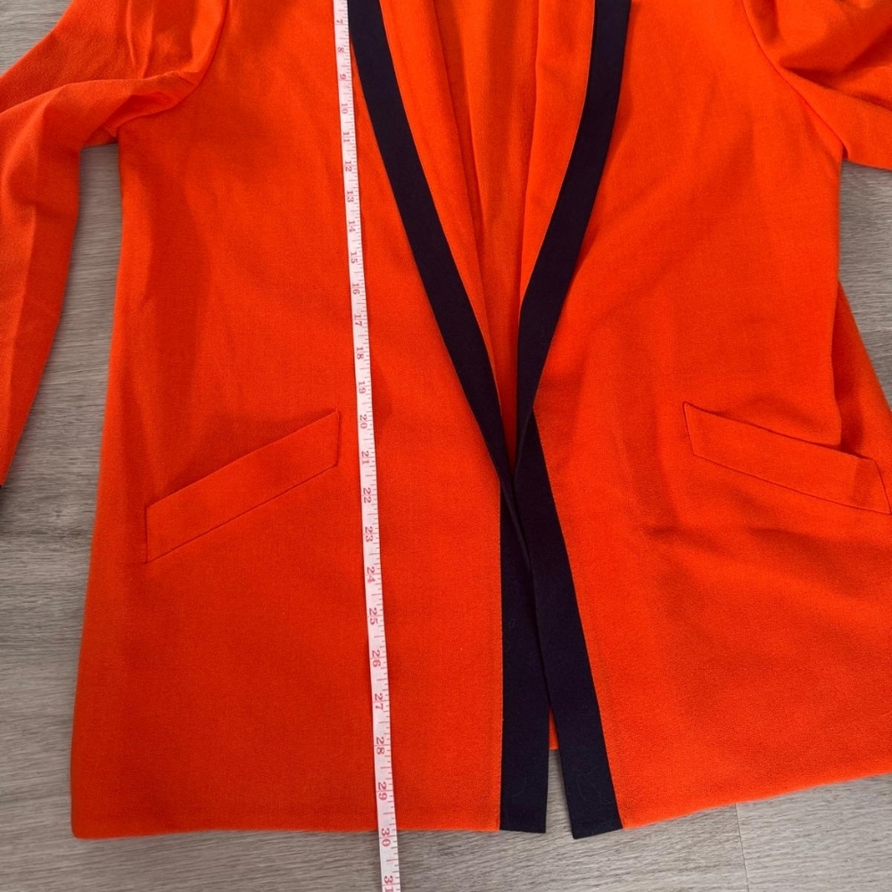 Vintage Jacque Vert Open Front Wool Blend Vibrant Orange Women's Blazer Size 10 - Picture 8 of 8